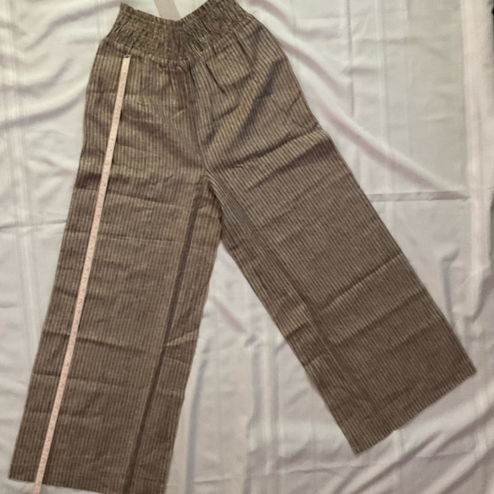 Boden Tan Striped Wide Leg Pants